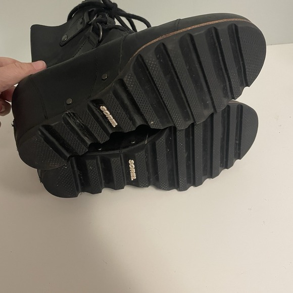 Sorel Joan of Arctic Wedge Black Waterproof Lace Up Bootie Womens 7.5 - Picture 8 of 11